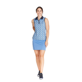 Sleeveless Mosaic Print Polo Shirt
